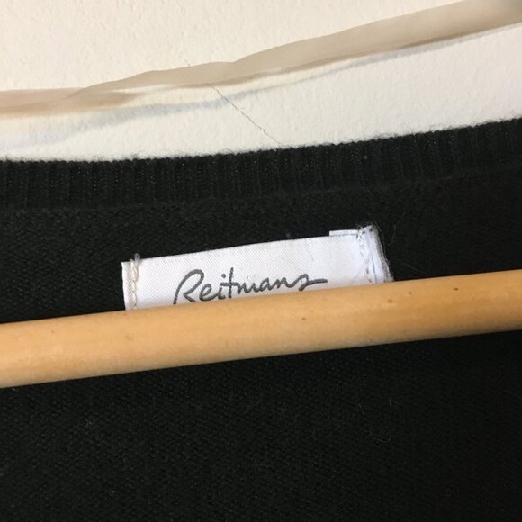 Reitmans Black Rayon Cotton Sweater With Polka Dot Fabric Insert - Picture 9 of 15